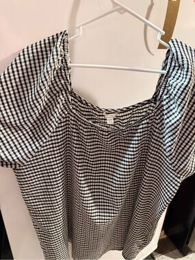 Cato Black and White Gingham Puff Sleeve Blouse
